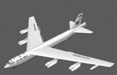 美军b-52H轰炸机3D模型,3DS格式
