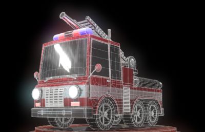 Q版消防车玩具3D模型