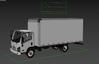 ISUZU五十铃货车,厢式货车3D模型,max+fbx格式