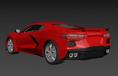 雪佛兰克尔维特Mk8跑车3D模型,精致内饰,FBX格式