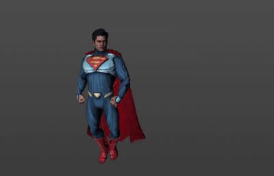 Superman超人超级英雄C4D模型,带十组超帅动作动画,11个C4D源文件