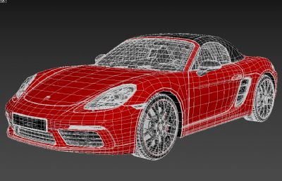保时捷718汽车3D模型,max+fbx格式