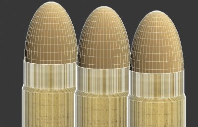 日军南部十四式手枪3D模型,带子弹,非实体模型