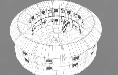 中国古代圆形居民楼,土楼maya模型,内含obj,mb和fbx格式
