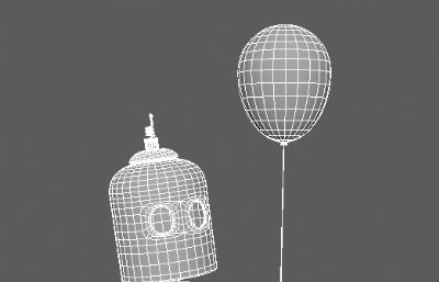 拿气球卖萌的机器人模型,OBJ格式白模