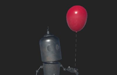 拿气球卖萌的机器人模型,OBJ格式白模