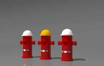 可爱大笑的消防栓造型垃圾桶3D模型,VRAY材质