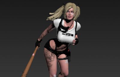 性感女战士,兔女郎,棒球手,小丑女等3D次世代人物角色3D模型,MAX+FBX格式,三角面(网盘下载)