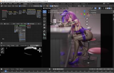 转载：Scathach斯卡哈,醉酒兔女郎装扮3D模型,有FBX,blend两种格式的文件,blend文件带贴图和打瞌睡动画