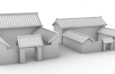 古代四合院小瓦房房子,平房組合3D模型,3dm格式