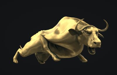 牛转乾坤,金牛C4D模型,带骨骼绑定和攻击动画,Octane渲染