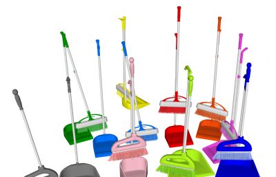 多款现代扫把,扫帚+簸箕组合,卫生清洁用品3D模型,MAX,ZPR,SKP多种格式