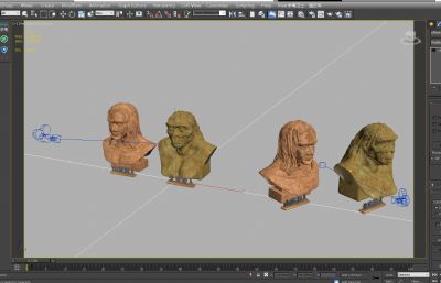 山顶洞人,北京猿人头部雕塑雕像3D模型MAYA模型,MAX,MB两种格式