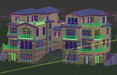 別墅,聯排別墅3D模型