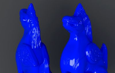 故宫海马兽雕塑 工艺品3D模型,MAX,ZTL,SKP三种格式