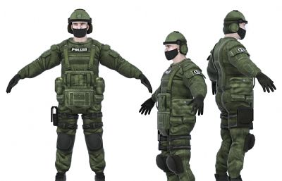 次世代德国警察,特种兵3D模型,MB,MAX,OBJ,SKP四种格式