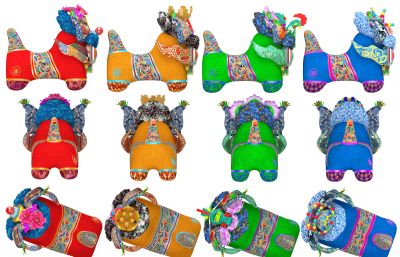 中华传统布老虎,枕头,非物质文化遗产玩偶3D模型