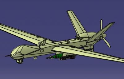美军MQ-9无人攻击机,无人机模型,IGS格式