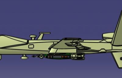 美军MQ-9无人攻击机,无人机模型,IGS格式