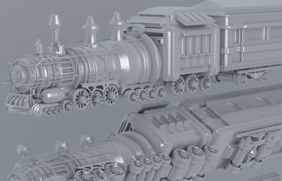 蒸汽型复古火车头+车厢摆件3D模型,MAX,SKP两种格式