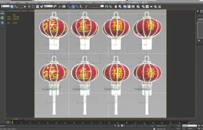 中式大红灯笼,宫灯3D模型,MAX,MB,SKP三种格式