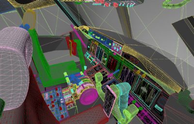 波音飞机驾驶舱,驾驶室3D模型,max+fbx格式