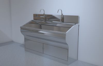 医院无菌洗手池,不锈钢洗漱池3D模型