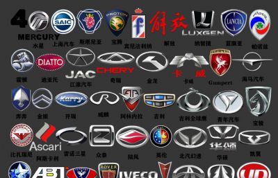 汽车标志LOGO配件大全3D模型四,MAX,MB,FBX,SKP等多种格式