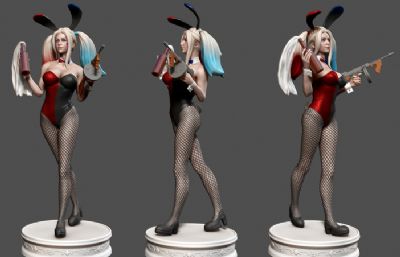 兩款Bunny Quinn小丑女形象手辦,兔女郎模型,STL格式(網盤下載)