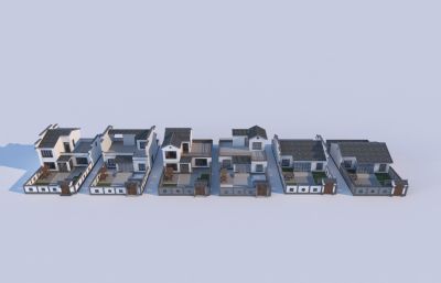 6款中式農村住宅別墅設計3D模型