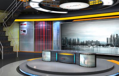 全媒体演播室,融媒体演播室,全景演播室360全景3D模型