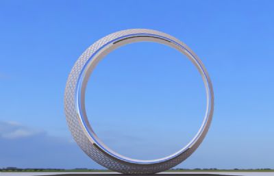 不对称镂空圆环雕塑设计3D模型