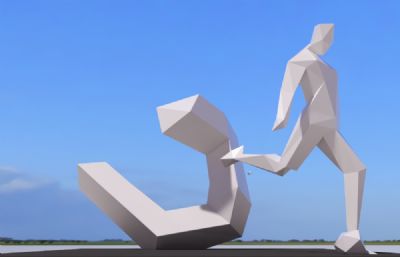 几何终点冲线,撞线雕塑设计3D模型