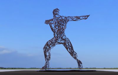 运动人形钢架雕塑设计3D模型