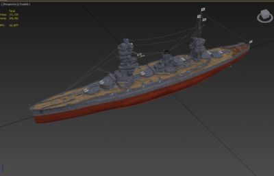 二战日本军舰FUSO,扶桑级战列舰3D模型,DDS格式贴图
