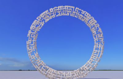 镂空圆环雕塑设计3D模型