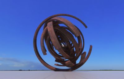 鐵環嵌套堆疊雕塑設計3D模型