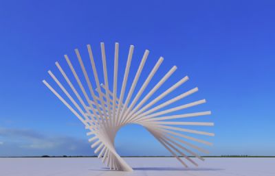 线条展开抽象雕塑设计3D模型