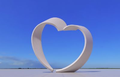 线条对称爱心雕塑设计3D模型