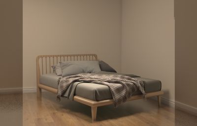 原木床,实木床,木床3D模型