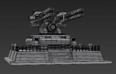 轨道炮,科幻炮台3D模型素模