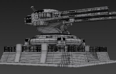 轨道炮,科幻炮台3D模型素模