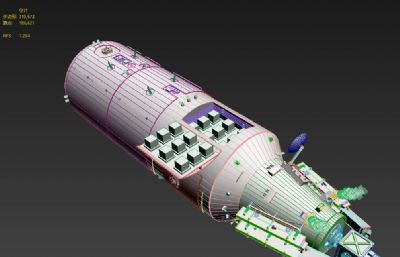 中国天宫空间站-梦天实验舱+长征5B火箭3D模型