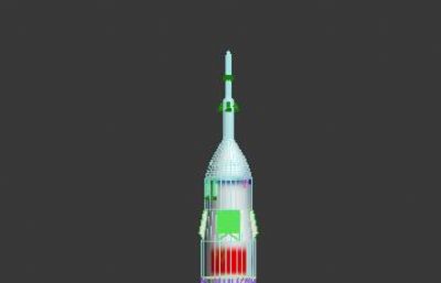 神舟十二号载人飞船+长征二F遥十二运载火箭组合3D模型
