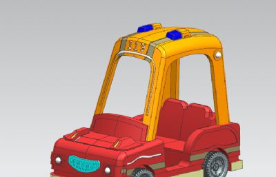 广场儿童游乐汽车,玩具汽车stp格式模型