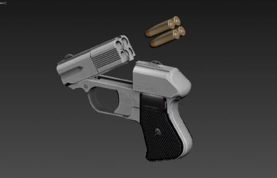 德林加COP.357 Derringer手枪游戏外观3D模型,丢失一张螺丝钉贴图