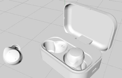 蓝牙耳机+耳机盒3D模型,OBJ格式素模
