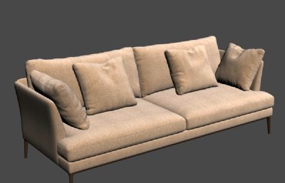 文青质感布艺两人/三人沙发3D模型
