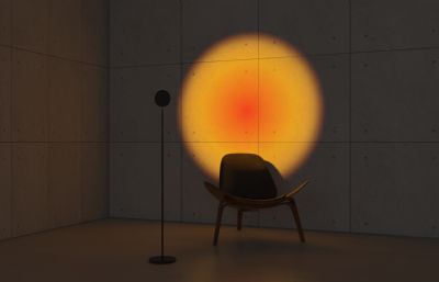 网红日落灯+休闲椅组合3D模型