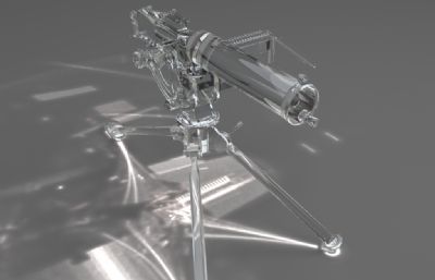 透明钥匙链马克沁重机枪挂件3D模型,mental ray渲染